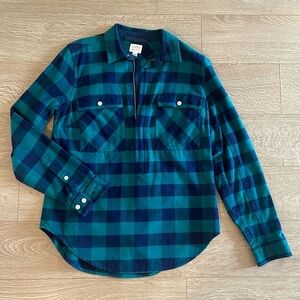 J. Crew Buffalo Plaid Flannel with Gold Zipper, size XXS